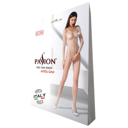 Бодістокінг Passion BS068 white, комбінезон, велика сітка, довгий рукав - - фото №5