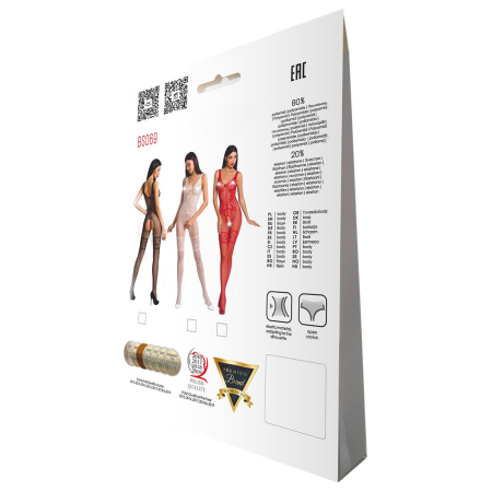 Бодістокінг Passion BS069 white, комбінезон, імітація панчох і боді - фото №6