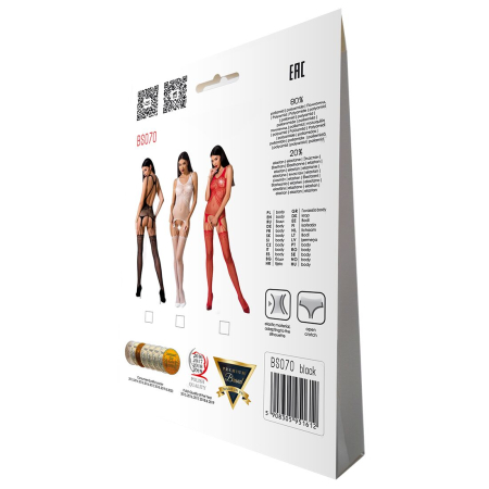 Бодістокінг Passion BS070 red, комбінезон, імітація панчох і ажурного топа - фото №6