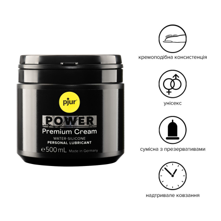 Густа змазка для фістингу та анального сексу pjur POWER Premium Cream 500 мл на гібридній основі - фото №2