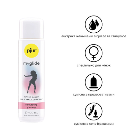 Збуджувальна змазка на водній основі pjur my glide 100 мл, із женьшенем, зігріває - фото №2
