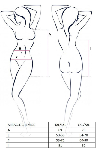 Сорочка з глибоким декольте Passion MIRACLE CHEMISE 4XL/5XL, black, трусики - фото №2