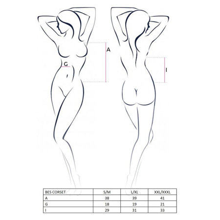 Корсет під латекс з пажами Passion Exclusive BES CORSET XXL/XXXL, black, стрінги, шнурівка №3