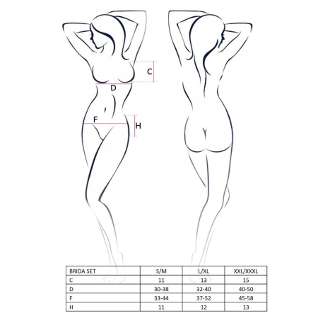 Комплект білизни Passion Exclusive BRIDA SET OpenBra L/XL black, трусики-танга, пояс, відкритий ліф - фото №4