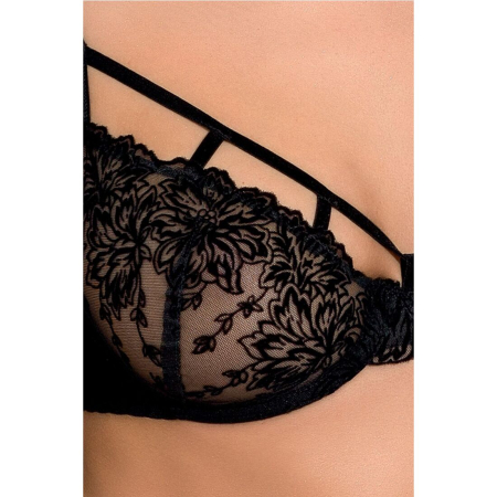 Комплект білизни Passion Exclusive HAYA SET XXL/XXXL, black стрінги, ліф, пояс для панчох - фото №5