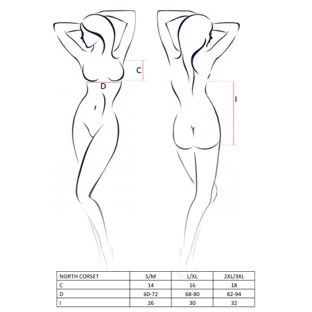 Корсет з відкритими грудьми Passion Exclusive NORTH CORSET XXL/XXXL, black, пажі, трусики, шнурівка - фото №7
