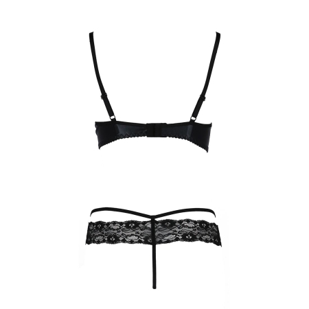 Комплект білизни Passion Exclusive NORTH SET L/XL, black, ліф і трусики з елементами під латекс - фото №6