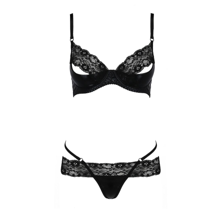 Комплект білизни Passion Exclusive NORTH SET S/M, black, ліф и трусики з елементами під латекс - фото №5