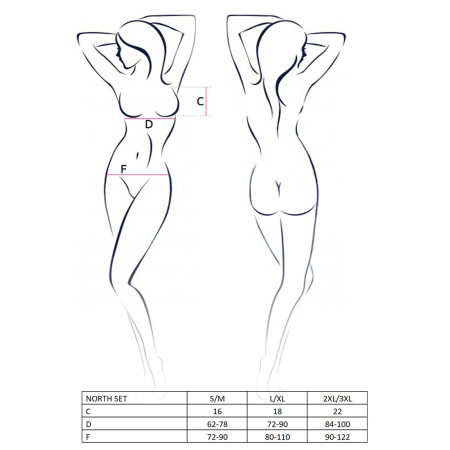 Комплект білизни Passion Exclusive NORTH SET XXL/XXXL, black, ліф і трусики з елементами під латекс - фото №7