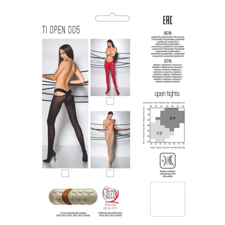 Еротичні колготки Passion TIOPEN 005 1/2 (60 den), roso, з вирізом, оригінальний пояс - фото №3