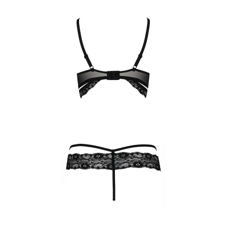 Комплект білизни Passion Exclusive SARIA SET OpenBra L/XL, black, стрепи, відкритий ліф, стрінги - фото №6