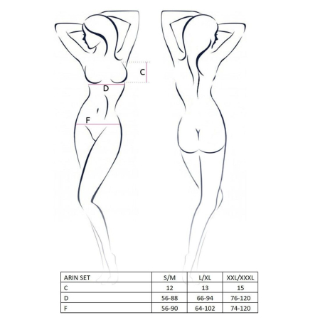 Комплект білизни Passion Exclusive ARIN SET XXL/XXXL, black, сітчастий ліф і стрінги - фото №5