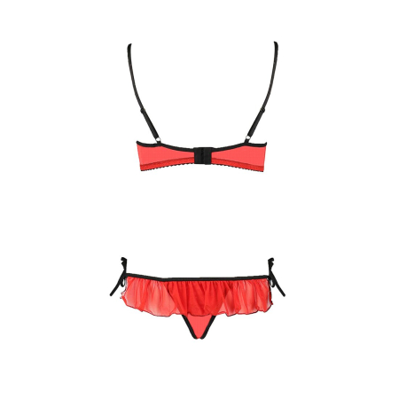 Комплект білизни Passion Exclusive CHERRY SET OpenBra S/M, red, відкритий ліф, трусики-спідничка - фото №6