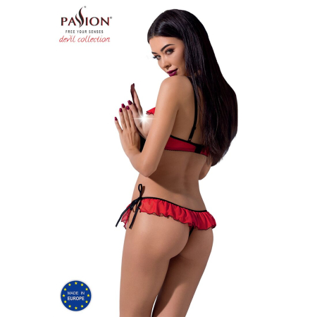 Комплект білизни Passion Exclusive CHERRY SET OpenBra XXL/XXXL red, відкритий ліф, трусики-спідничка - фото №2