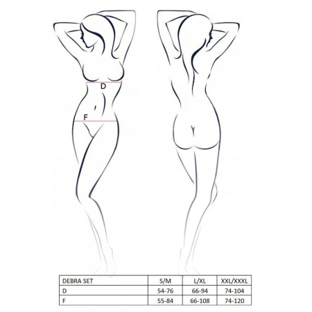 Комплект білизни Passion Exclusive DEBRA SET S/M, black, стрепи, топ з декольте, трусики - фото №5