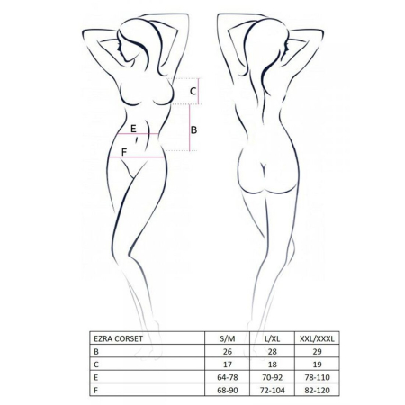 Корсет з декольте Passion ERZA CORSET L/XL, black, пажі, трусики, напівпрозорий - фото №5