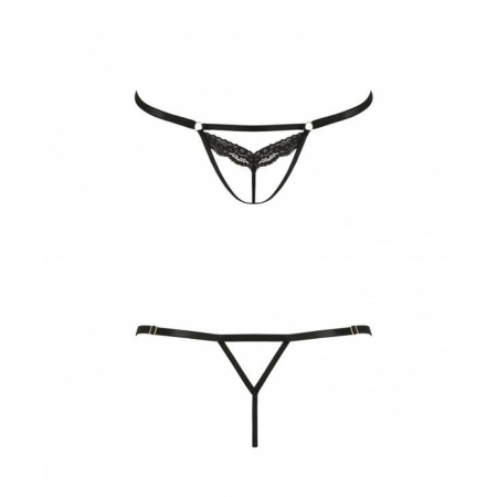 Відверті трусики-стрепи з мереживом Passion Exclusive SOLON THONG L/XL, black - фото №5
