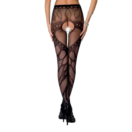 Еротичні колготки-бодістокінг Passion S007 black, гарні ажурні колготки з вирізом - фото №2