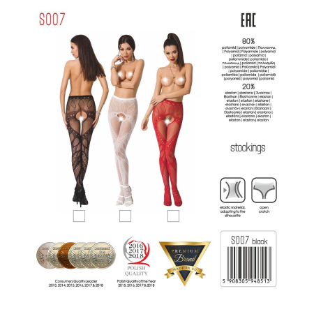 Еротичні колготки-бодістокінг Passion S007 red, гарні ажурні колготки з вирізом - фото №5