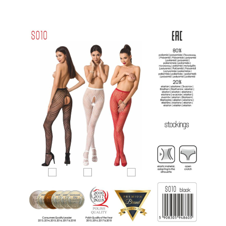 Еротичні колготки-бодістокінг Passion S010 black, з доступом, геометричний малюнок - фото №8