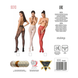 Еротичні колготки-бодістокінг Passion S010 red, з доступом, геометричний малюнок - - фото №5