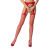 Сітчасті панчохи-стокінги Passion S011 One Size, Red, імітація гартерів, відкритий доступ - фото