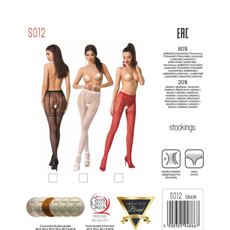 Колготки-бодістокінги Passion S012 One Size, Black, імітація панчіх, пояса та мереживних трусиків - фото №8