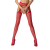 Мереживні колготки-бодістокінги Passion S014 One Size, Red, імітація панчіх та пояса з гартерами 