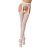Мереживні колготки-бодістокінги Passion S014 One Size, White, імітація панчіх та пояса з гартерами - фото