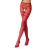 Сітчасті колготки з відкритим доступом Passion S015 One Size, Red, імітація панчіх і трусиків - фото
