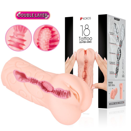 Мастурбатор-вагіна двошаровий Kokos Tattoo Double Layer №5