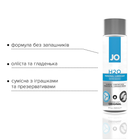 Змазка на водній основі JO H2O ORIGINAL (120 мл) оліїста і гладенька, рослинний гліцерин - фото №3