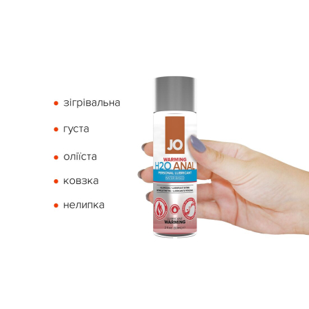 Анальна змазка JO ANAL H2O — WARMING (60 мл) розігрівальна, на водній основі - фото №2
