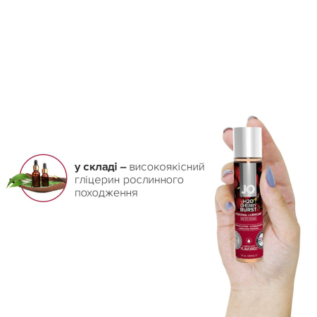 Змазка на водній основі JO H2O — Cherry Burst (30 мл) без цукру, рослинний гліцерин - фото №4