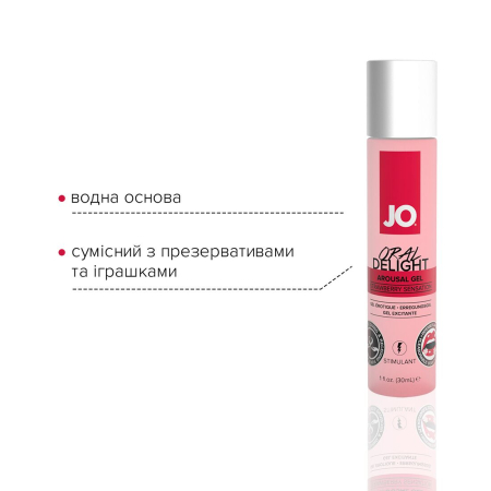 Гель для оральних пестощів JO Oral Delight — Strawberry Sensation (30 мл), ефект холод-тепло - фото №4