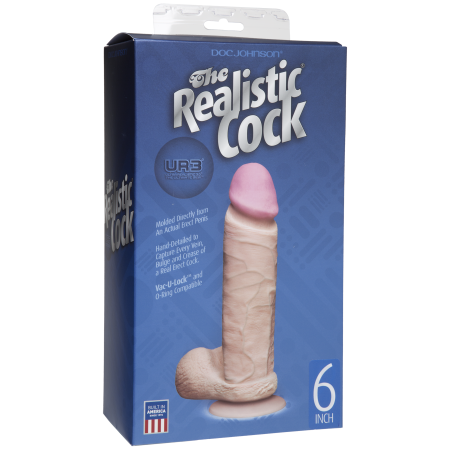 Фалоімітатор Doc Johnson The Realistic Cock 6 inch White – ULTRASKYN, Vack-U-Lock, діаметр 4,3 см - фото №2