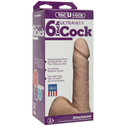 Фалоімітатор Doc Johnson Vac-U-Lock - 6 Inch ULTRASKYN Cock White, діаметр 4,3 см - - фото №2