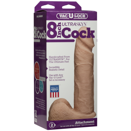 Фалоімітатор Doc Johnson Vac-U-Lock - 8 Inch ULTRASKYN Cock White, діаметр 5,1 см - фото №3