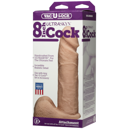 Фалоімітатор Doc Johnson Vac-U-Lock - 8 Inch ULTRASKYN Cock White, діаметр 5,1 см - фото №4