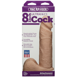Фалоімітатор Doc Johnson Vac-U-Lock - 8 Inch ULTRASKYN Cock White, діаметр 5,1 см - - фото №5
