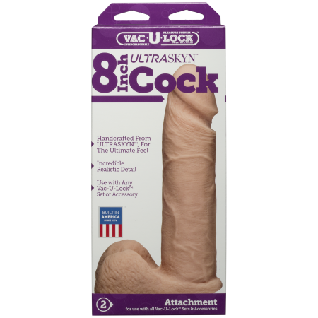 Фалоімітатор Doc Johnson Vac-U-Lock - 8 Inch ULTRASKYN Cock White, діаметр 5,1 см - фото №5