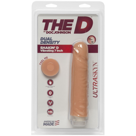 Фалоімітатор Doc Johnson The D: Shakin D 7 Inch Vibro ULTRASKYN, діаметр 3,8 см, плавне регулювання - фото №2