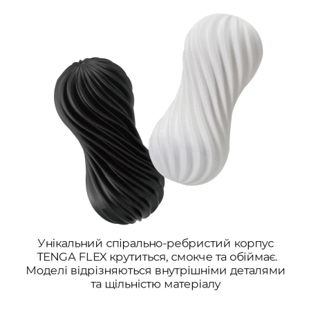 Мастурбатор Tenga Flex Rocky Black зі змінною інтенсивністю, можна скручувати - фото №3