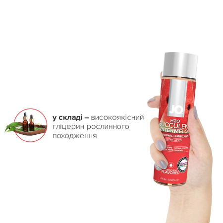 Змазка на водній основі JO H2O — Watermelon (120 мл) без цукру, рослинний гліцерин - фото №4