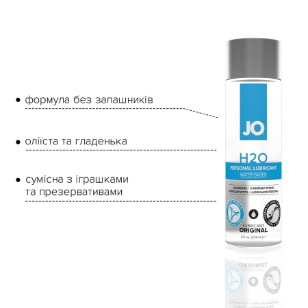 Змазка на водній основі JO H2O ORIGINAL (240 мл) оліїста і гладенька, рослинний гліцерин - фото №3