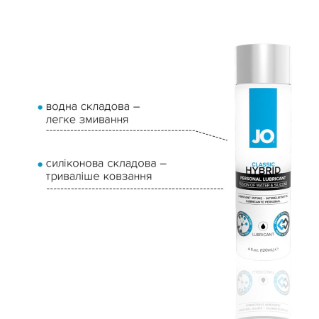Густа змазка водно-силіконова JO Classic Hybrid (120 мл) без парабенів, гліцерину та олій - фото №3