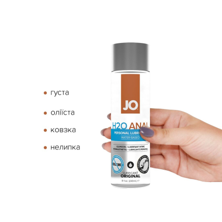 Анальна змазка JO ANAL H2O — ORIGINAL (240 мл) на водній основі, рослинний гліцерин №2