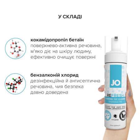 М’яка пінка для очищення іграшок JO REFRESH (207 мл) дезінфікує, проникає глибоко - фото №5