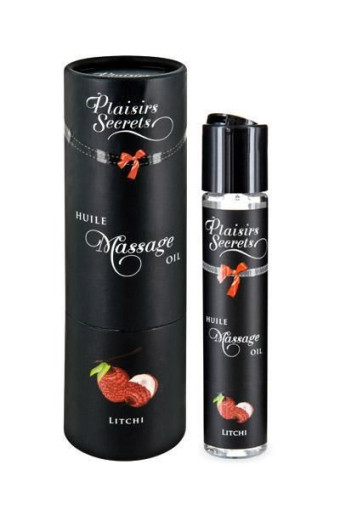 Масажна олія Plaisirs Secrets Litchi (59 мл) з афродизіаками, їстівна, подарункове паковання - фото