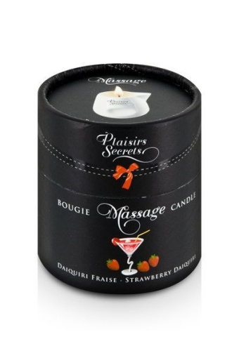 Масажна свічка Plaisirs Secrets Strawberry Daiquiri (80 мл) подарункове паковання, керамічний посуд - фото №3